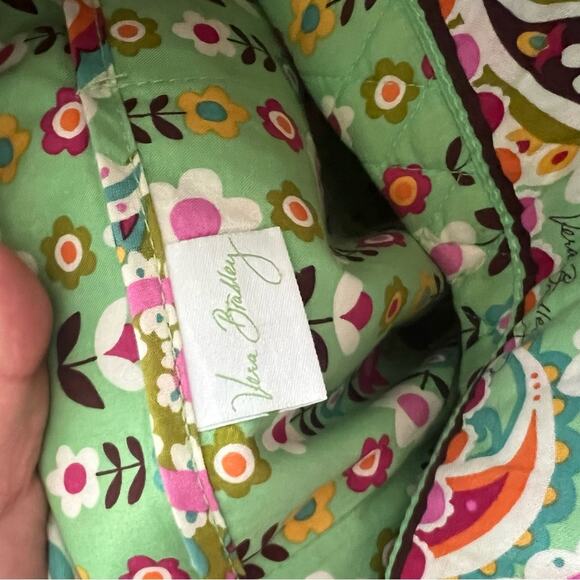Vera Bradley Tutti Frutti Tote Green Pink Paisley Floral Print